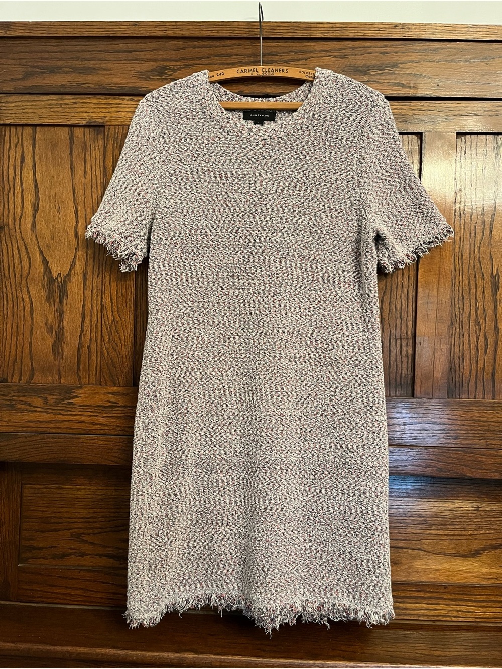 Ann Taylor Fringe Tweed Short Sleeve Sweater Dress, Large - Picture 2 of 6